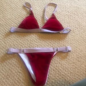 Zaful red velvet bikini never been worn size S